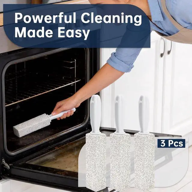 Alt view image 7 of 7 - 3 Pack Pumice Stone for Cleaning Oven, Heavy-Duty Pumice Scouring Stick with Handle, Stong Stick Cleaner for Burnt-On Grease and Grates, Ideal for Kitchen, Oven and Stove Cleaning