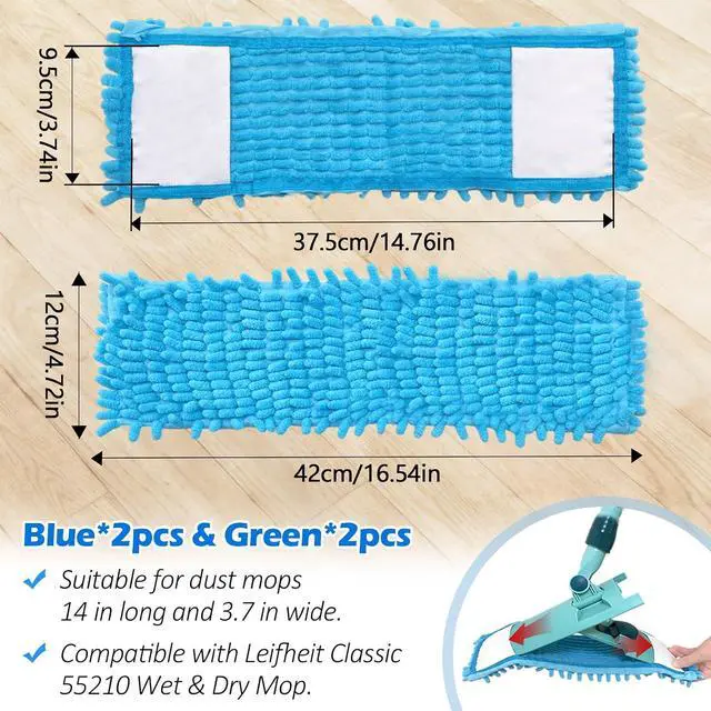Alt view image 3 of 7 - 4PCS 16'' Microfiber Dust Mop Pads Compatible with Leifheit 55210