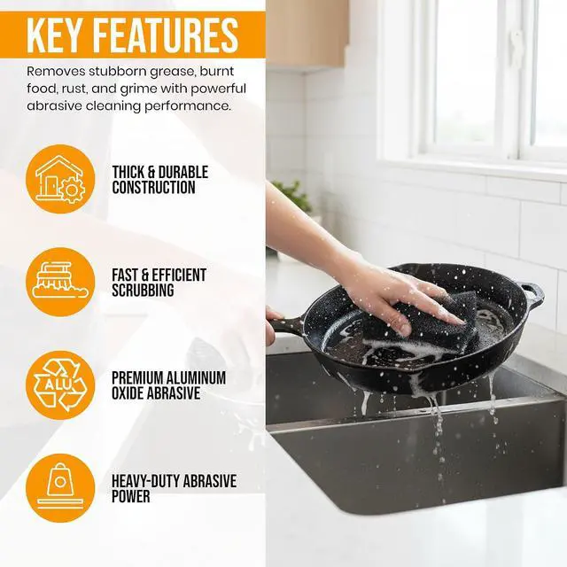 Alt view image 2 of 7 - Harrier Hardware 6-Pack High Density Scouring Pads 6 x 4 Inch Black
