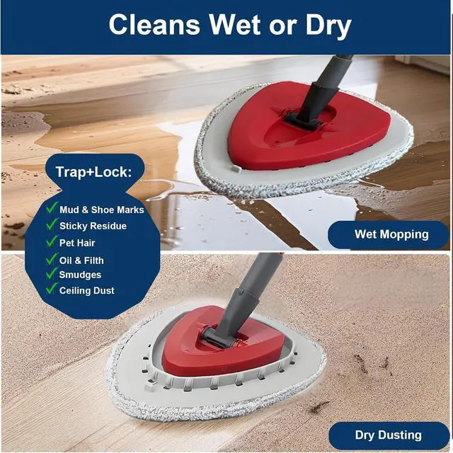 Alt view image 3 of 7 - Flat Mop Head Replacements for Ocedar, Microfiber Mopping Head Refill for O-Cedar EasyWring and RinseClean Sys, 4 Pack Flat Spin Mop Pads & 1 Plastic Pad for Cleaning Floor, Wall, Ceiling