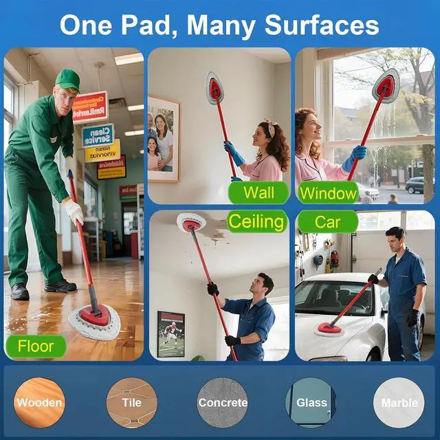 Alt view image 5 of 7 - Flat Mop Head Replacements for Ocedar, Microfiber Mopping Head Refill for O-Cedar EasyWring and RinseClean Sys, 4 Pack Flat Spin Mop Pads & 1 Plastic Pad for Cleaning Floor, Wall, Ceiling