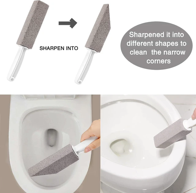 Alt view image 5 of 7 - 3 Pack Pumice Stone for Toilet Bowl Cleaning with Handle, Scouring Stick Remove Toilet Bowl Hard Water Rings, Calcium Buildup and Rust for Cleaning Toilet, Bathroom, Kitchen Sink, Grill (Gray)