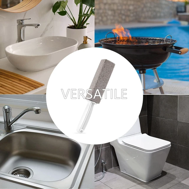 Alt view image 4 of 7 - 3 Pack Pumice Stone for Toilet Bowl Cleaning with Handle, Scouring Stick Remove Toilet Bowl Hard Water Rings, Calcium Buildup and Rust for Cleaning Toilet, Bathroom, Kitchen Sink, Grill (Gray)
