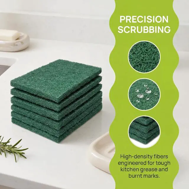 Alt view image 2 of 7 - Green Scrubbing Pads 6-Pack, Kitchen Scourer for Pots & Stovetops