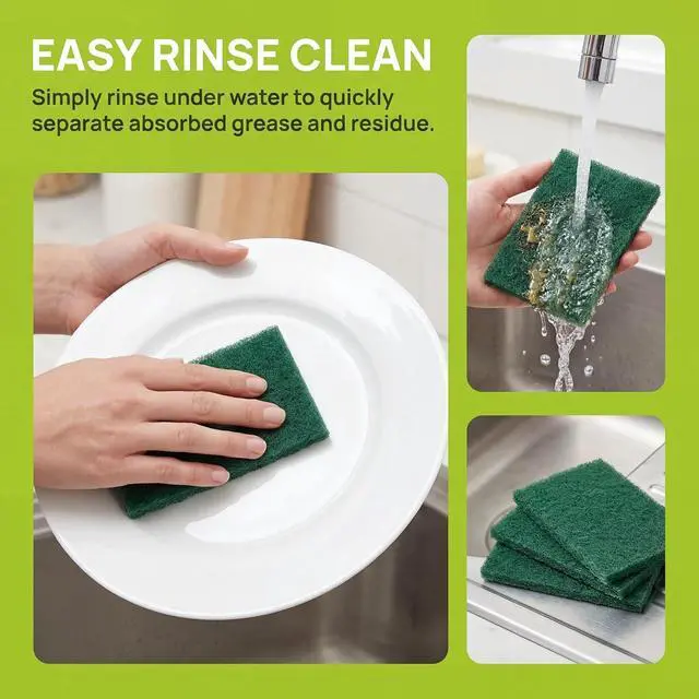 Alt view image 4 of 7 - Green Scrubbing Pads 6-Pack, Kitchen Scourer for Pots & Stovetops