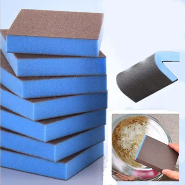 Alt view image 5 of 6 - EORTA 8 Pcs Magic Cleaning Sponges Multi-Use Heavy Duty Scrub Scouring Eraser Pads with Carborundum Non-Scratch Emery Cleaner for Kitchen, Bathroom, Pots, Pans, Sinks