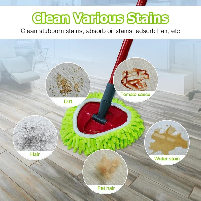 Alt view image 5 of 7 - Mop Replace Heads for Ocedar Mop Heads Replacements Easywring 1-Tank System,Spin Mop Replacement Head for Floor Clean,2 Pack Chenille Mop Refills,Washable and Reusable Mop Head Replacement,Green