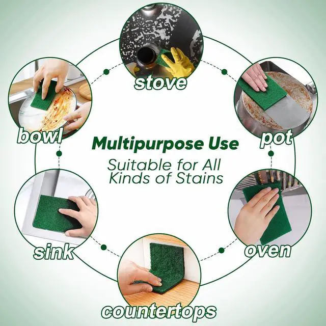 Alt view image 2 of 6 - HOMEXCEL Heavy Duty Scouring Pads, 24 Pack Green Scrub Pads for Cleaning