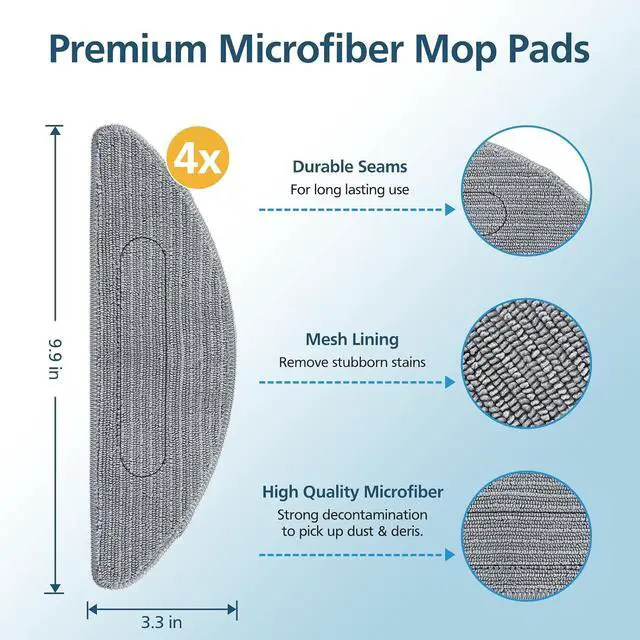 Alt view image 3 of 7 - 4 Pack Replacement Mop Pad for iRobot Roomba Combo i5+/i5/j5+/j5 Robot