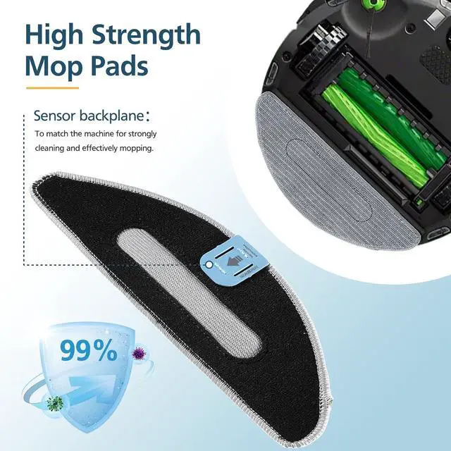 Alt view image 5 of 7 - 4 Pack Replacement Mop Pad for iRobot Roomba Combo i5+/i5/j5+/j5 Robot