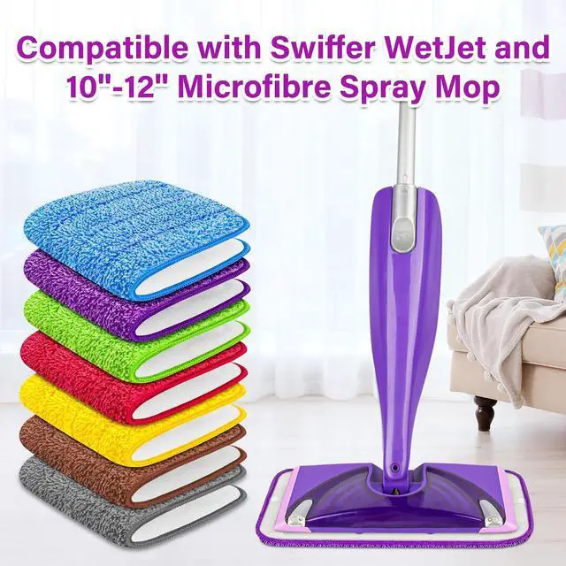 Alt view image 2 of 7 - Reusable Mop Pads for Swiffer WetJet, Wet Pads Refills for 12'' Spray Mop, Microfiber Refill Machine Washable Up to 100+ Floor Cleaning for All Kinds of Floor Types, 7 Pack