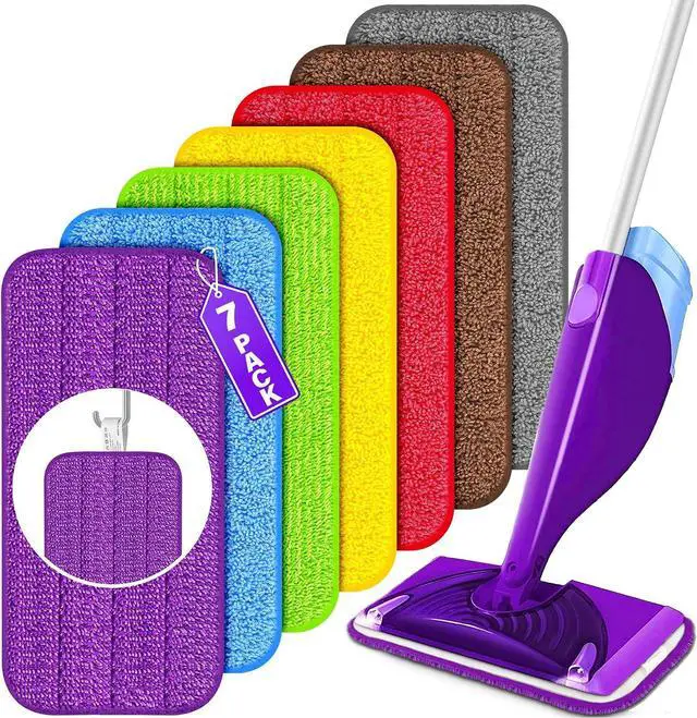 Main image of Reusable Mop Pads for Swiffer WetJet, Wet Pads Refills for 12'' Spray Mop, Microfiber Refill Machine Washable Up to 100+ Floor Cleaning for All Kinds of Floor Types, 7 Pack