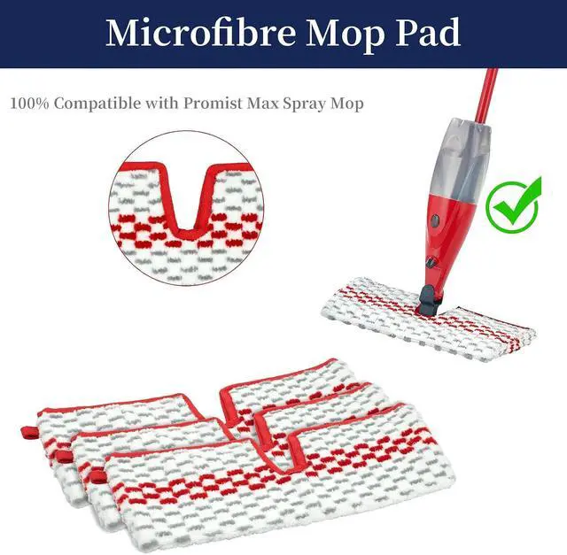 Alt view image 4 of 7 - 2 Pack Microfiber Spray Mop Pads Compatible with O-Cedar Promist