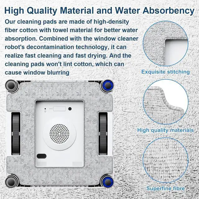 Alt view image 5 of 7 - 6 PCS Mop Pads Replacement for ECOVACS WINBOT W2S Window Cleaning Robot, Window Cleaning Robot Cleaning Cloth for Ecovacs Washable Microfiber Wipes