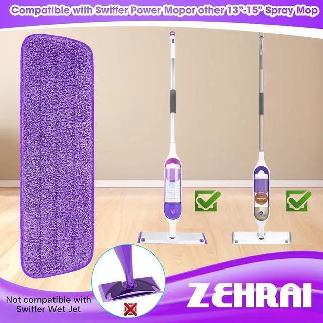 Alt view image 2 of 7 - Microfiber Mop Pads 6 Pack for Swiffer PowerMop 13-16 Inch Washable