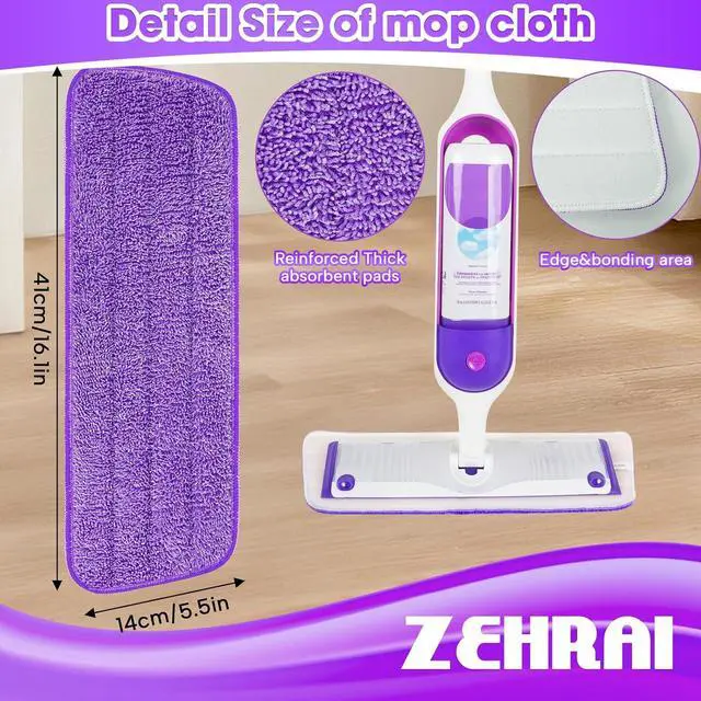 Alt view image 4 of 7 - Microfiber Mop Pads 6 Pack for Swiffer PowerMop 13-16 Inch Washable