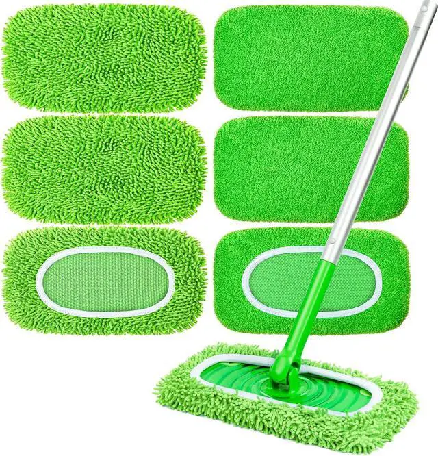 Main image of 6-Pack Reusable Microfiber Mop Pads Compatible with Swiffer Sweeper, Dry & Wet Sweeping Cloths - Washable Wet Pads Refill for Multi-Surface/Hardwood Floor Cleaning