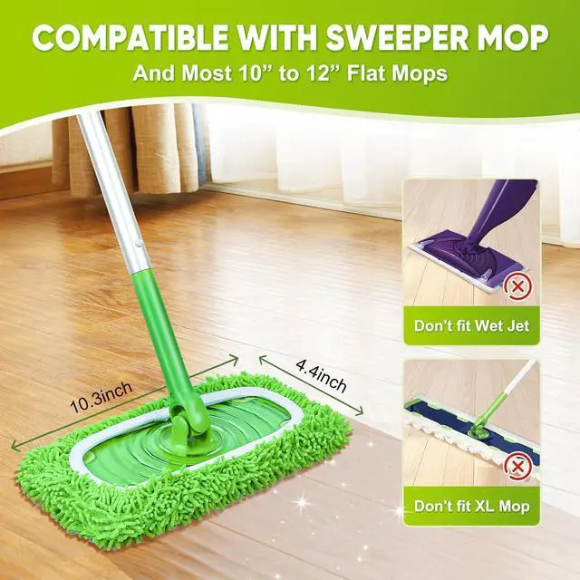 Alt view image 2 of 7 - 6-Pack Reusable Microfiber Mop Pads Compatible with Swiffer Sweeper, Dry & Wet Sweeping Cloths - Washable Wet Pads Refill for Multi-Surface/Hardwood Floor Cleaning