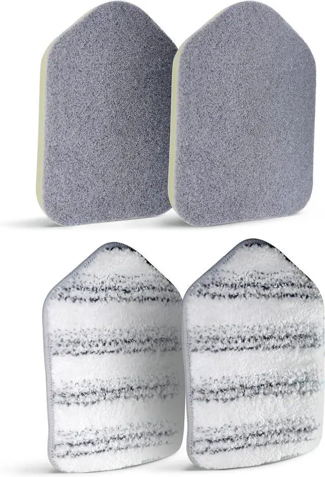 Main image of MOSEN Replacement Head Scrubber Pad for Tub Tile Scrubber Brush - Include 2 Scouring Pad and 2 Microfiber Pad