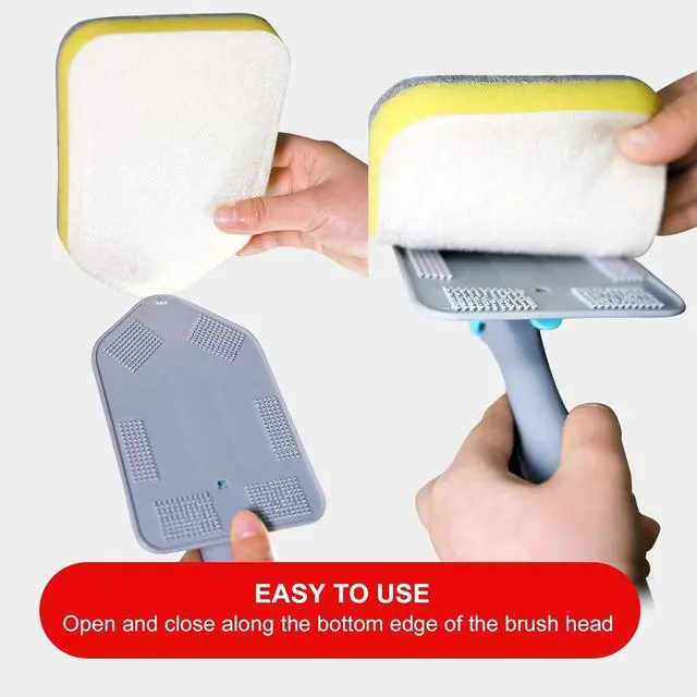 Alt view image 4 of 6 - MOSEN Replacement Head Scrubber Pad for Tub Tile Scrubber Brush - Include 2 Scouring Pad and 2 Microfiber Pad