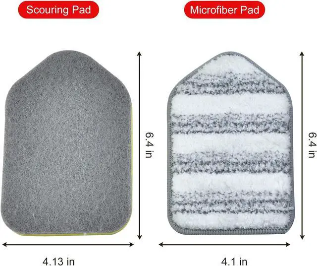 Alt view image 5 of 6 - MOSEN Replacement Head Scrubber Pad for Tub Tile Scrubber Brush - Include 2 Scouring Pad and 2 Microfiber Pad