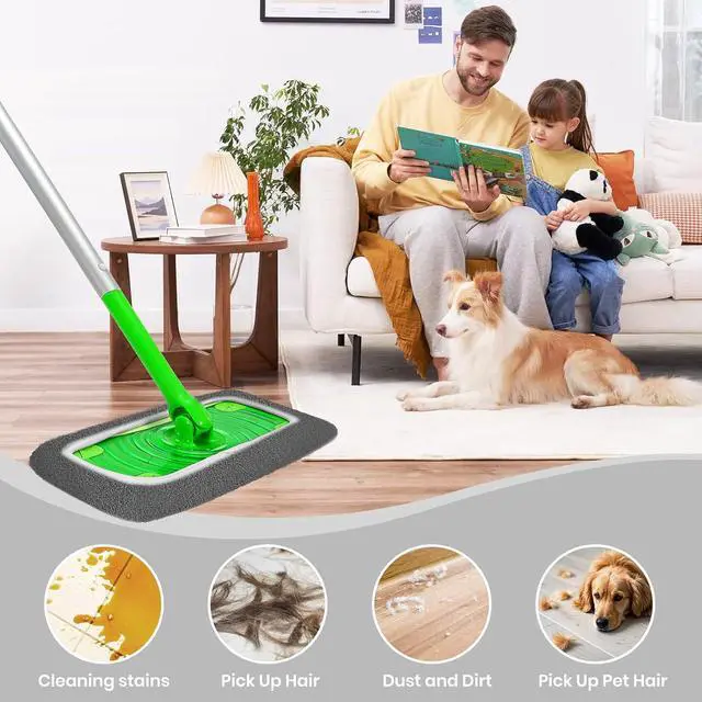Alt view image 7 of 7 - 6 Pack Reusable Microfiber Mop Pads - Compatible with Swiffer Sweeper Mop, Washable Dry & Wet Sweeping Cloths Refills for Hardwood Laminate Tile Floor Cleaning