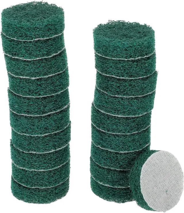 Main image of HARFINGTON 20pcs Scrubber Scouring Pads 180 Grits 2 Inch Drill Power Brush Hoop and Loop Surface Conditioning Disc Drill Scuffing Disc Scrub Pads for Home Kitchen Cleaning, Green