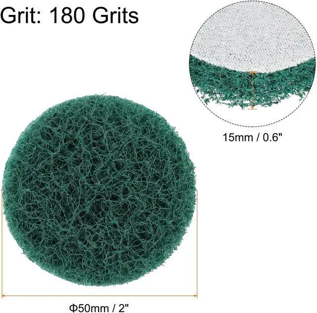 Alt view image 2 of 6 - HARFINGTON 20pcs Scrubber Scouring Pads 180 Grits 2 Inch Drill Power Brush Hoop and Loop Surface Conditioning Disc Drill Scuffing Disc Scrub Pads for Home Kitchen Cleaning, Green