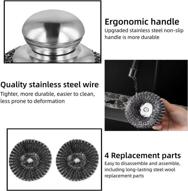 Alt view image 3 of 7 - 6 Pcs Steel Wool Scrubber Stainless Steel Scrubber with Handled