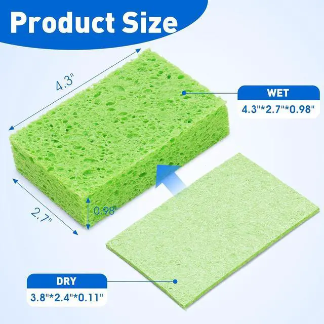 Alt view image 2 of 7 - 24 Pack Kitchen Sponges Non-Scratch Cellulose Sponges Bulk for Cleaning