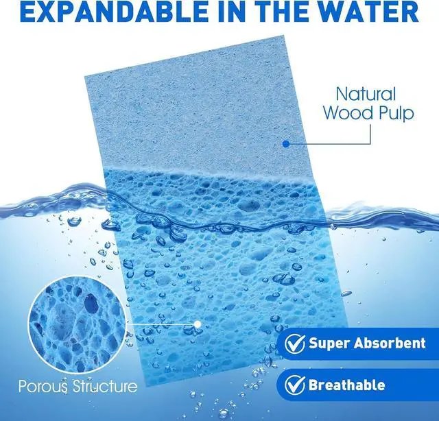 Alt view image 3 of 7 - 24 Pack Kitchen Sponges Non-Scratch Cellulose Sponges Bulk for Cleaning