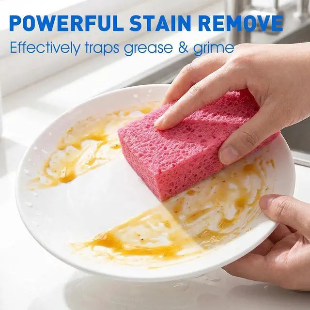 Alt view image 5 of 7 - 24 Pack Kitchen Sponges Non-Scratch Cellulose Sponges Bulk for Cleaning