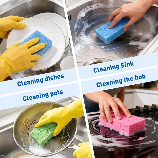 Alt view image 7 of 7 - 24 Pack Kitchen Sponges Non-Scratch Cellulose Sponges Bulk for Cleaning