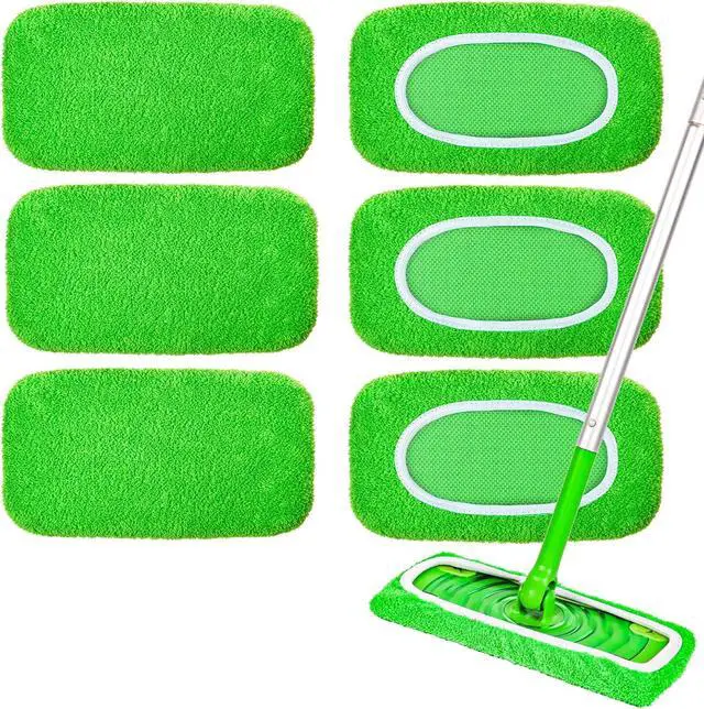 Main image of 6-Pack Reusable Mop Pads Compatible with Sweeper Mop - 100% Coral Fleece Washable Refills - Microfiber Dry & Wet Sweeping Cloths for Multi-Surface/Hardwood Floor Cleaning