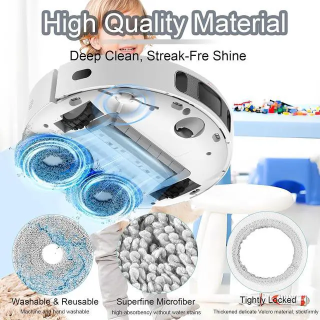 Alt view image 4 of 7 - Microfiber Mop Pads Dust Bags for Dreame L40 Ultra/L10S Ultra/ L10S Ultra Gen2/X40 Ultra/L10s Pro Ultra Heat/L20 Ultra/ L10S Plus/X30 Ultra/X40 Master/L10 Ultra Robot Vacuum (Gray + White)