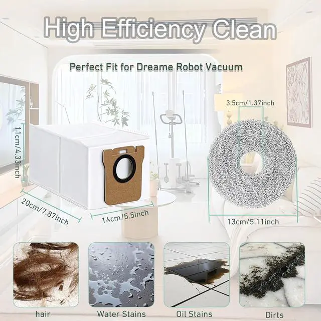 Alt view image 7 of 7 - Microfiber Mop Pads Dust Bags for Dreame L40 Ultra/L10S Ultra/ L10S Ultra Gen2/X40 Ultra/L10s Pro Ultra Heat/L20 Ultra/ L10S Plus/X30 Ultra/X40 Master/L10 Ultra Robot Vacuum (Gray + White)