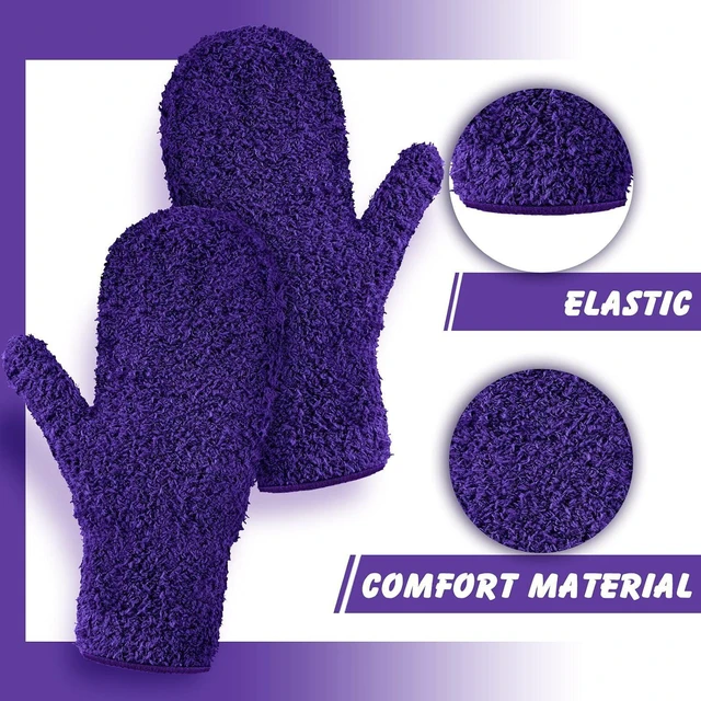 Alt view image 5 of 7 - Bencailor 4 Pair Microfiber Dust Mitt, Black, Purple, Rose Red, Dark Blue