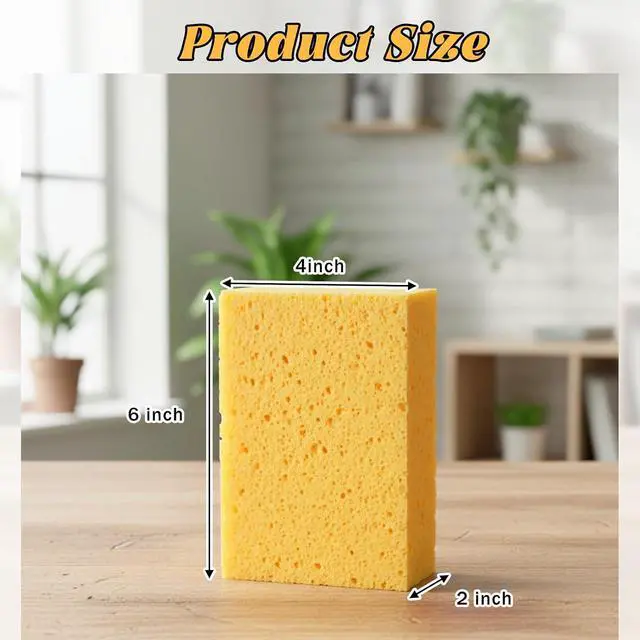 Alt view image 2 of 7 - Large Sponges for Cleaning 6x4 Big Sponge Cellulose Sponges