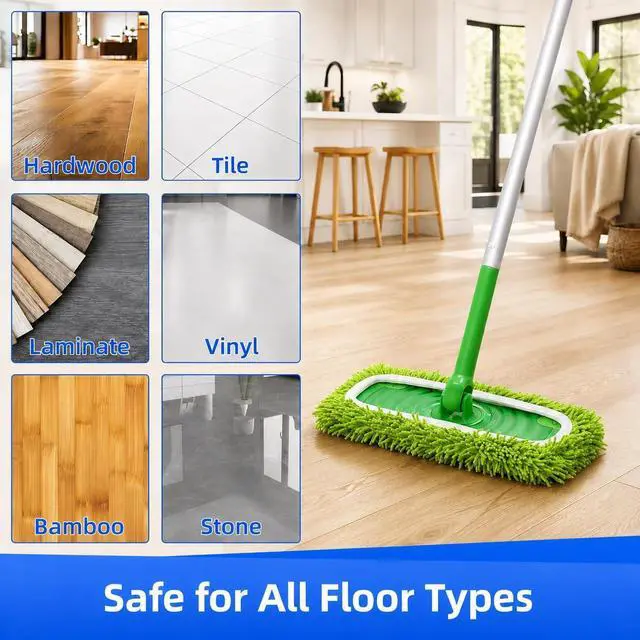 Alt view image 6 of 7 - 6 Pack Reusable Microfiber Mop Pads Compatible with Swiffer Sweeper, Washable Chenille Mop Refills for Dry Sweeping & Damp Mopping, Hardwood Tile Laminate Floor Cleaning, Not for WetJet/PowerMop