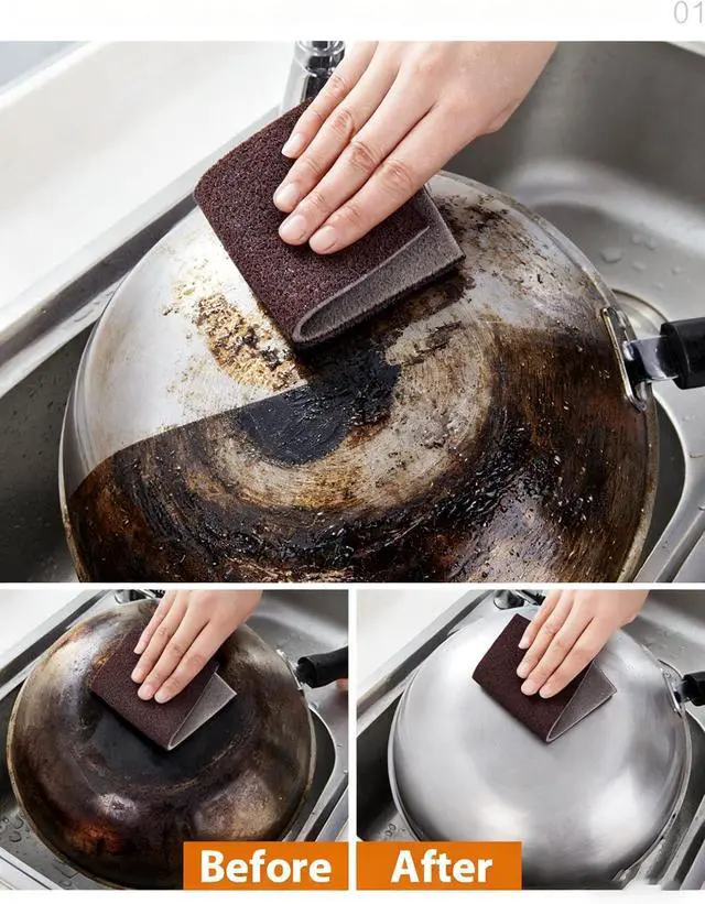 Alt view image 3 of 5 - Carborundum Sponge Nano Emery Sponge Brush Eraser Scrub Kitchen Cleaning for Removing Rust PotsHousehold Cleaning Tool (Dark brown-20pcs)
