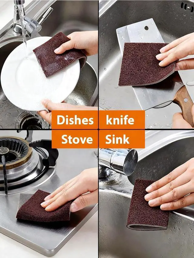Alt view image 4 of 5 - Carborundum Sponge Nano Emery Sponge Brush Eraser Scrub Kitchen Cleaning for Removing Rust PotsHousehold Cleaning Tool (Dark brown-20pcs)