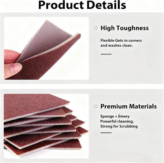 Alt view image 5 of 5 - Carborundum Sponge Nano Emery Sponge Brush Eraser Scrub Kitchen Cleaning for Removing Rust PotsHousehold Cleaning Tool (Dark brown-20pcs)