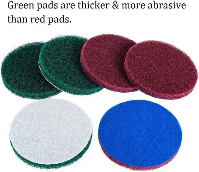 Alt view image 3 of 7 - DUOSHIDA 4 Inch Drill Powered Brush Tile Scrubber Scouring Pads Cleaning Kit, 2 Different Stiffness, 4-Inch Disc Pad Holder with 6 Scrubbing Pads, Cleans Large Flat Areas Perfectly (4-inch)
