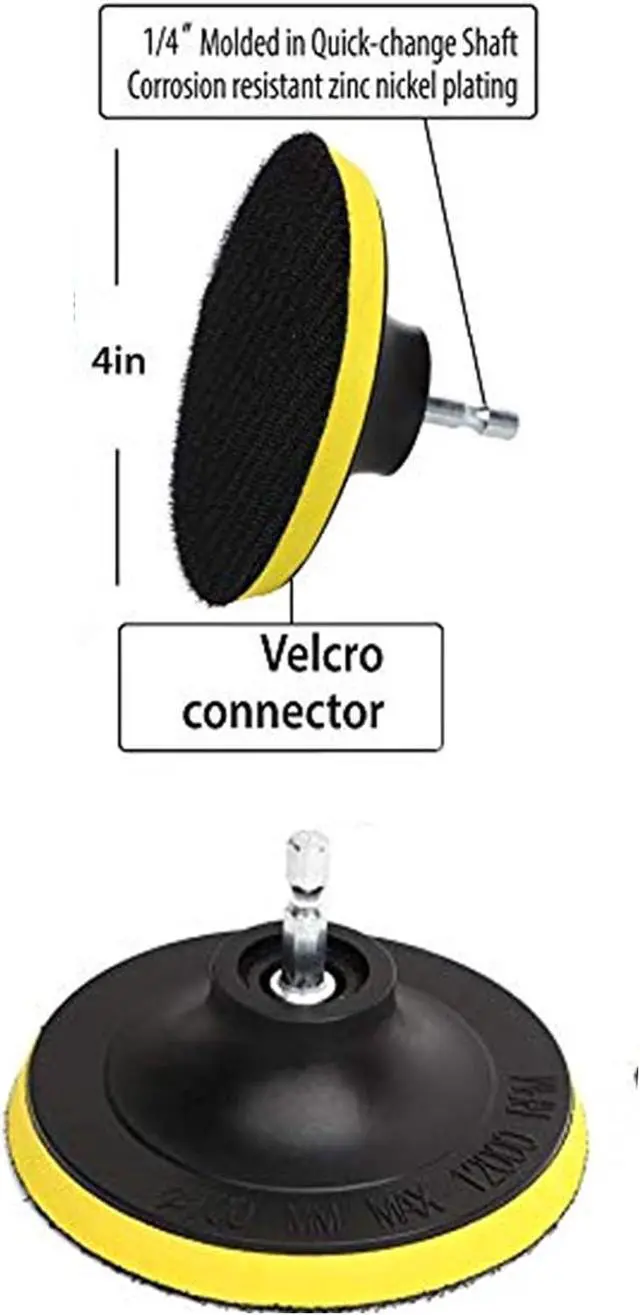Alt view image 4 of 7 - DUOSHIDA 4 Inch Drill Powered Brush Tile Scrubber Scouring Pads Cleaning Kit, 2 Different Stiffness, 4-Inch Disc Pad Holder with 6 Scrubbing Pads, Cleans Large Flat Areas Perfectly (4-inch)