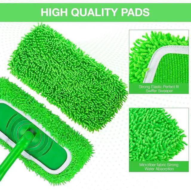 Alt view image 3 of 7 - Mop Pads for Swiffer Sweeper Reusable Microfiber 5PCS Dry Wet Replacement Mop Pad Refills Sweeping Mopping Cloths for Floor Cleaning