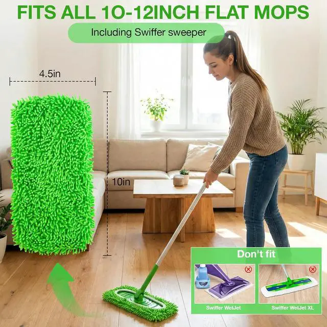 Alt view image 2 of 7 - Mop Pads for Swiffer Sweeper Reusable Microfiber 5PCS Dry Wet Replacement Mop Pad Refills Sweeping Mopping Cloths for Floor Cleaning