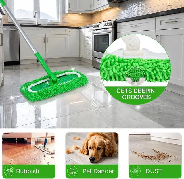 Alt view image 6 of 7 - Mop Pads for Swiffer Sweeper Reusable Microfiber 5PCS Dry Wet Replacement Mop Pad Refills Sweeping Mopping Cloths for Floor Cleaning