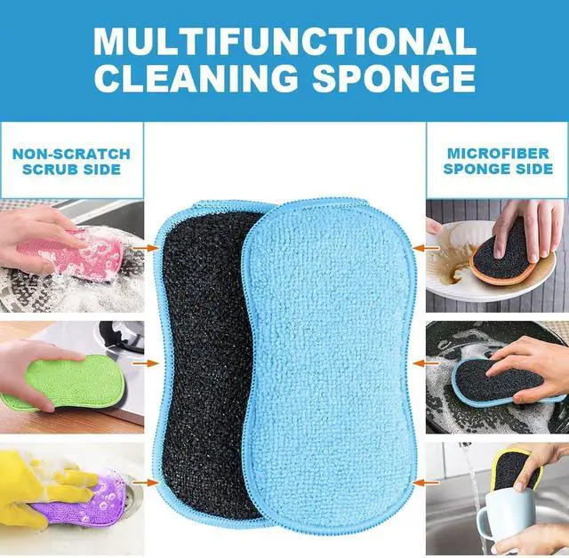 Alt view image 3 of 7 - HOMEXCEL Dish Sponge 12 Pack, Microfiber Kitchen Sponges for Cleaning