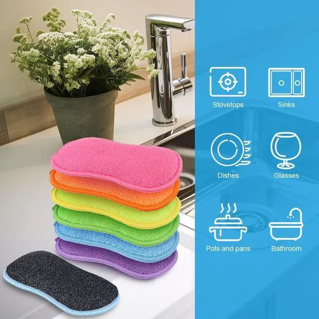 Alt view image 6 of 7 - HOMEXCEL Dish Sponge 12 Pack, Microfiber Kitchen Sponges for Cleaning