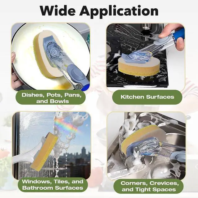 Alt view image 6 of 7 - 12 Pcs Dish Wand Sponge Refills Compatible with Scrub Daddy Dish Wand, Non-Scratch Replacement Heads for Kitchen Cleaning, Yellow (Sponge Heads Only)